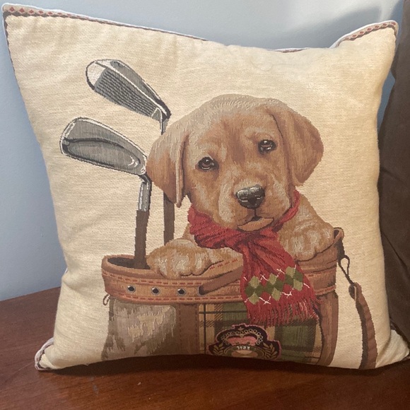 Vintage Crown Textile Co., LTD Labrador dog golf pillow decorative feather fill - Picture 2 of 16